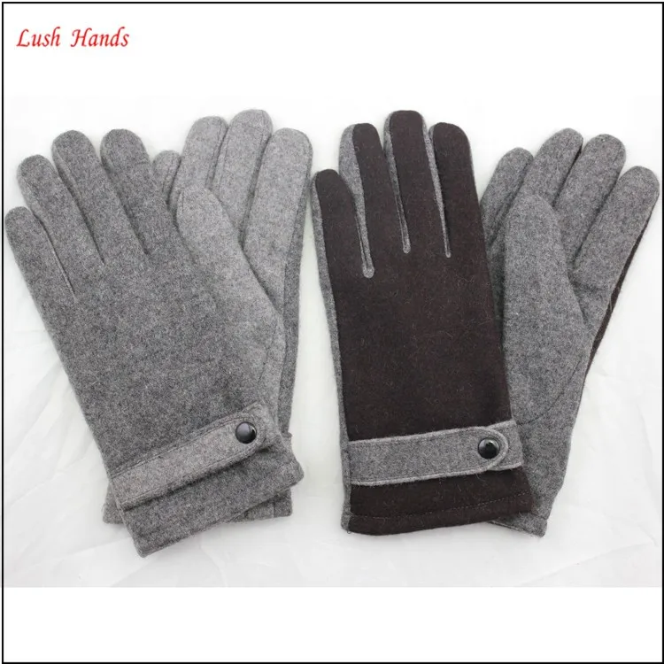 men's simple woolen hand gloves men with belt