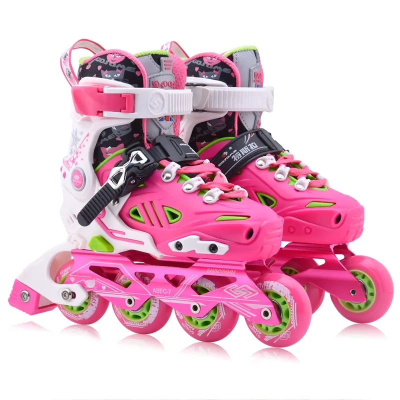 Gosome Hot Pink Inline Skates Double-layer Shoe Shell Roller Skates ...