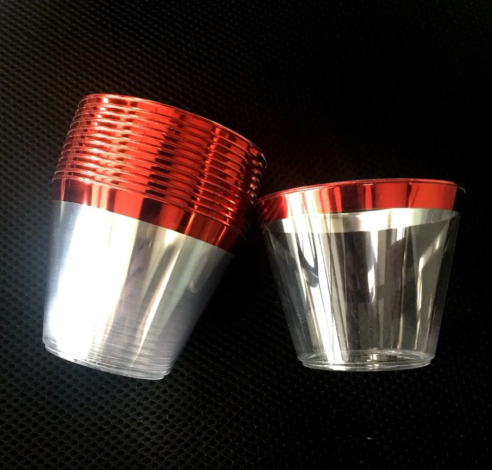 9oz Plastic Disposable Rose Gold Rim Custom Design Fancy Cups for ...