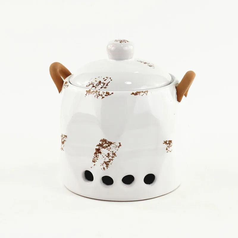 Wholesale Terracotta Stoneware Ceramic Glazed Garlic Storage Canister