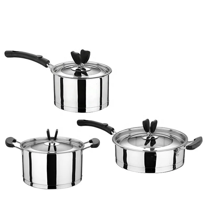 Stainless Steel Flat Bottom Non Stick Set Of Cooking Pots With Color Box Soup Pot Fry Pan Product Stainless Steel Flat Bottom Non Stick Set Of Cooking Pots With Color Box Soup Pot Fry Pan Product
