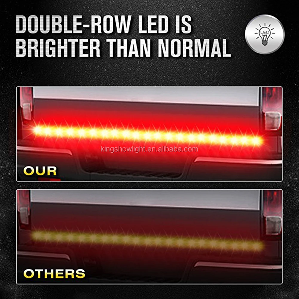 LED Tailgate Light Bar, 60" Triple Row Tailgate LED Light Strip Brake Sequential