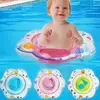 Cartoon Pattern Baby Infant Inflatable Seat Security Swimming Pool Float Swim Ring Under Arm Bath Ring with Small Bell Blue