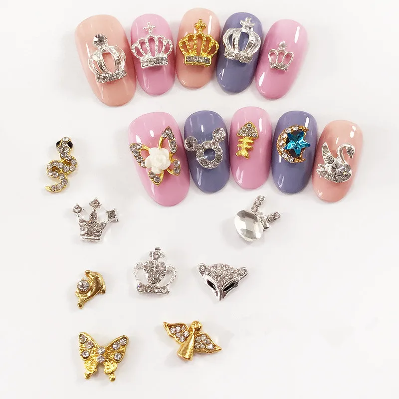Hot Sale Beauty Rhinestone Colorful 3d Nail Art Alloy Nail Accessories