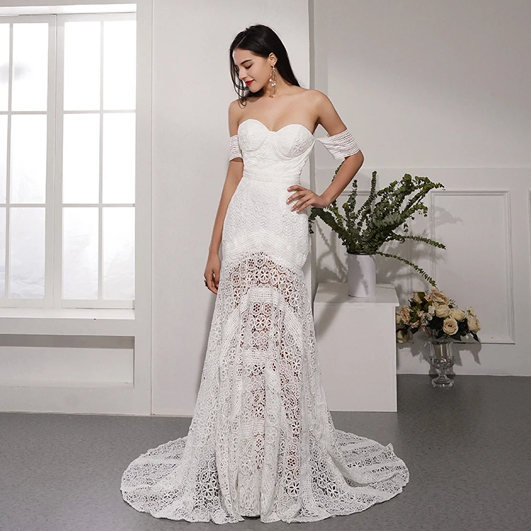 white lace mermaid gown