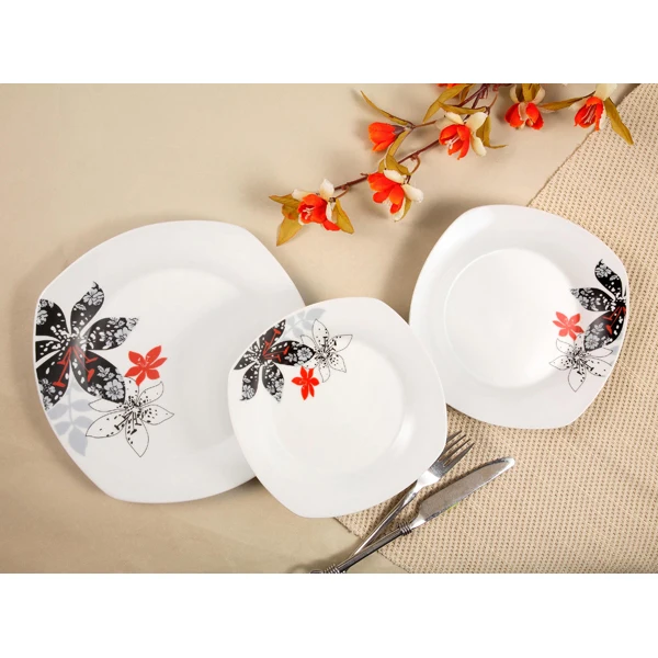 18pcs Dinner Sets Cheap Square Porcelain Dishes Dinnerware Set
