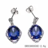 CZ Drop Earrings With Diamond, 925 Sterling Silver Oval Cut Tanzanite Drop Earrings