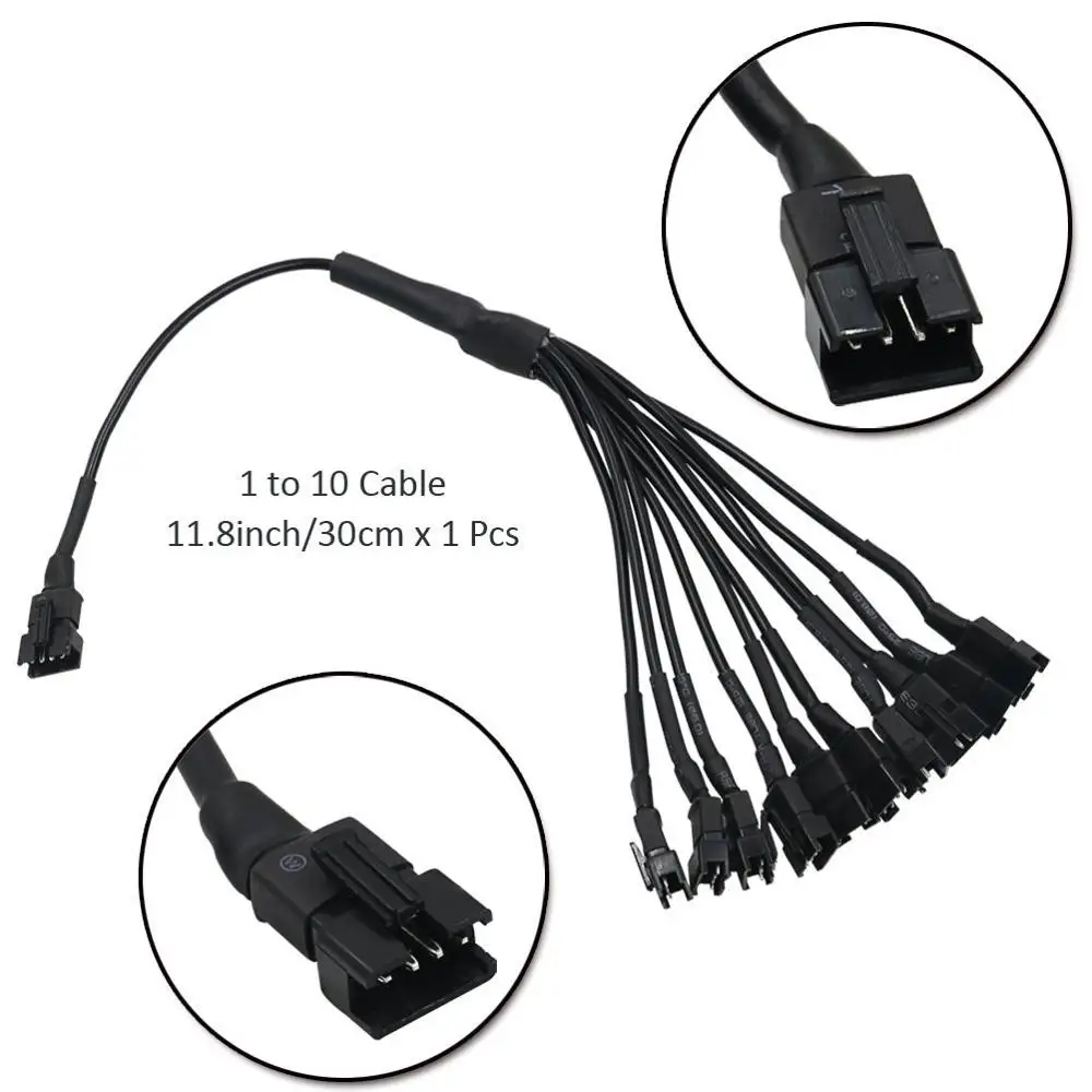 Extension Cable Wire Cord Set 30cm/60cm/90cm and 1-to-10 Splitter for LED Glow Light Multi-color Neon Strip