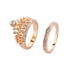 New fashion queen party two-piece rhinestone crown molding ring