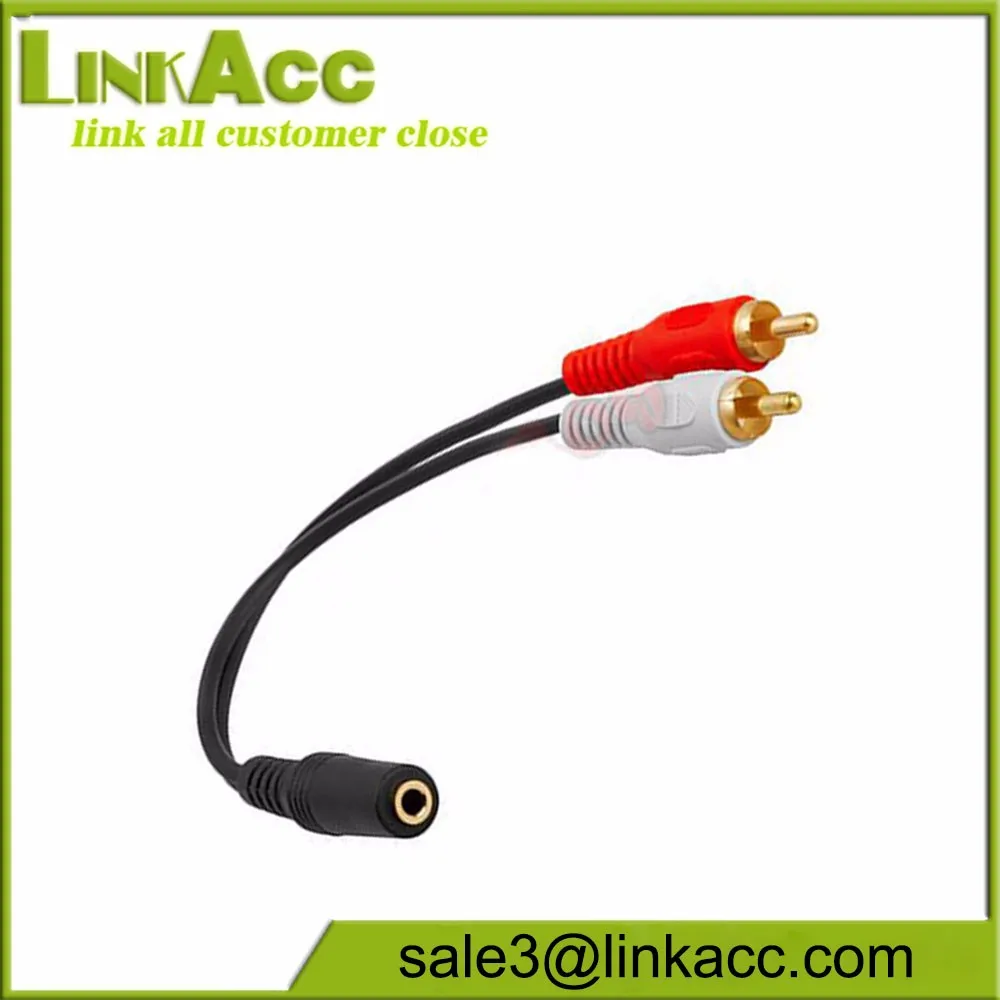 3.5mm 1/8 Stereo Female Mini Jack To 2 Male Rca Plug Adapter Audio Y