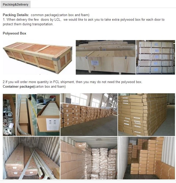 fireproof industrial french sliding sectional garage doors with small door