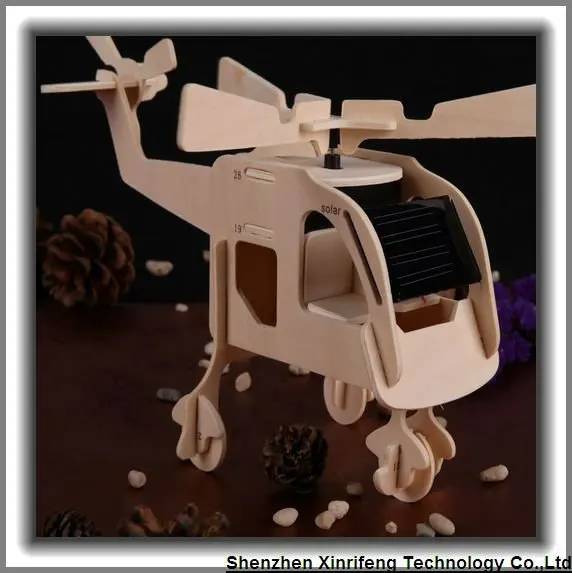 2012 New promotional gift DIY solar toy wood plane