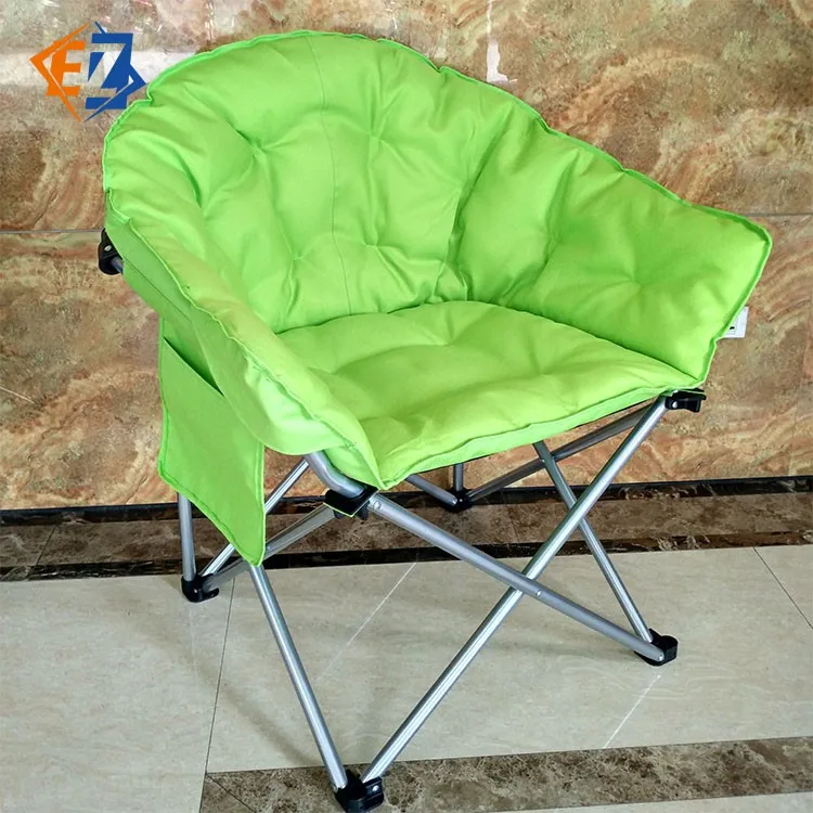 Camping Folding Oversized Padded Moon Saucer Chair With Storage And