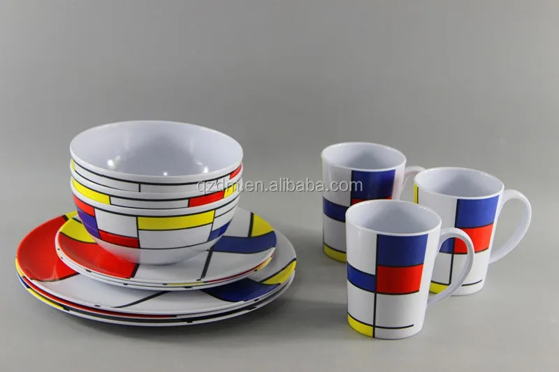 Modern Design Melamine Camping Dinner Set Plastic Picnic Tableware Set