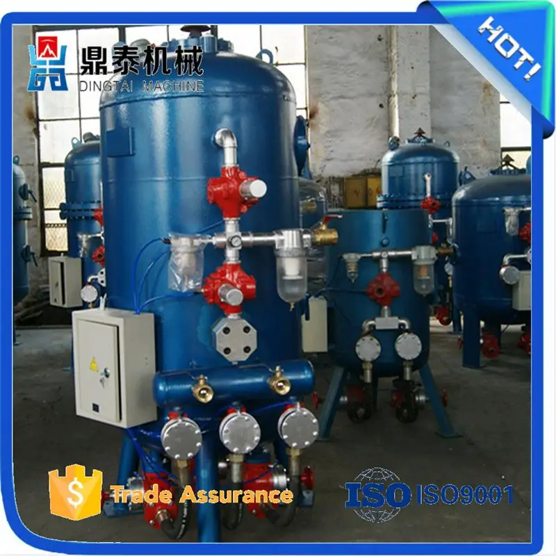 Oil field pipe rust removing used sand blasting machine,Pot type derusting cleaning peening equipment
