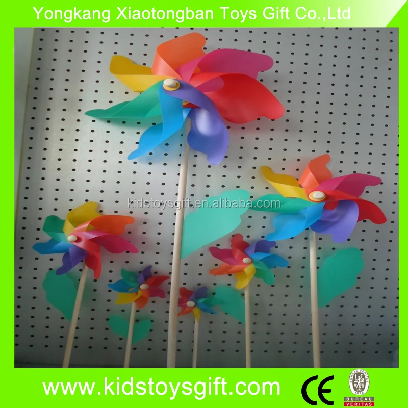 Decorative Rainbow Flower Garden Pinwheel Plastic Colored Rainbow Flower Garden Pinwheel