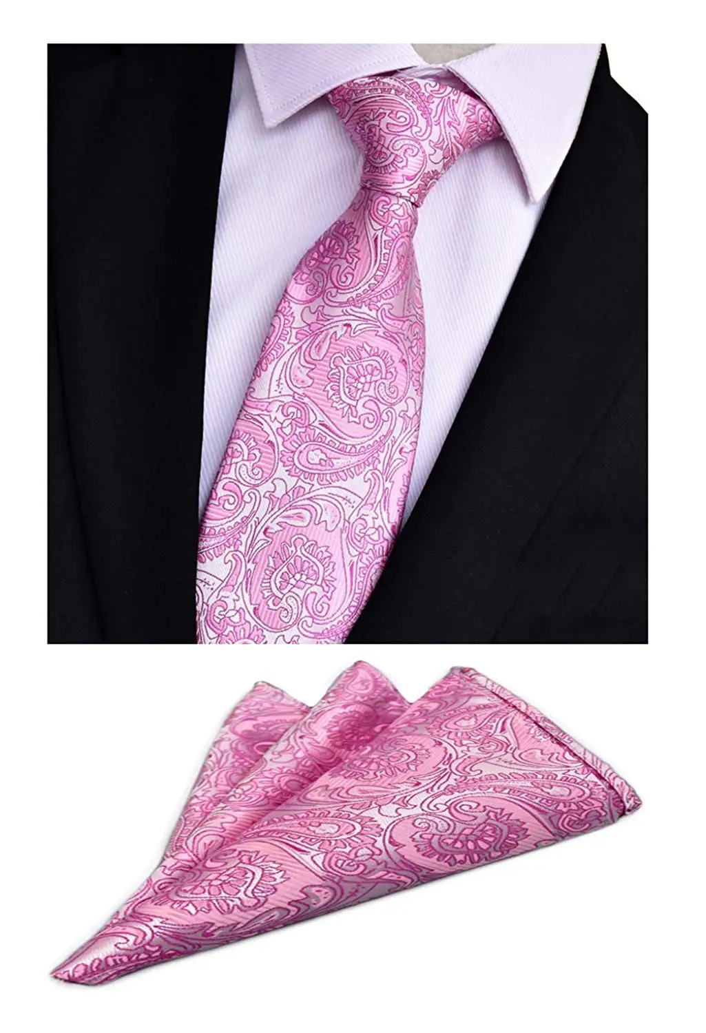 TieMart Brilliant Blue Anna Floral Stripe Pocket Square