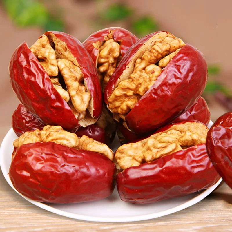 Healthy snack food jujube with walnut sweet red  jujube date walnut kernels 