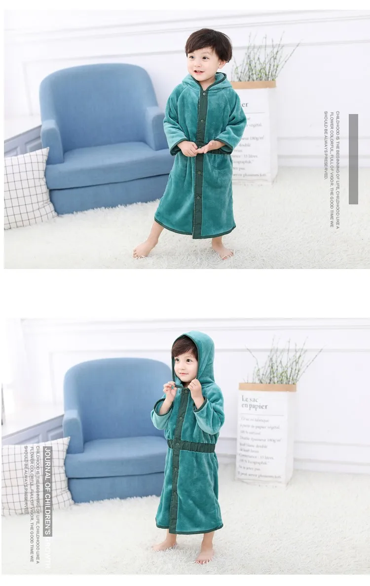 Kids Cute Flannel Robe Cozy Hooded Soft Baby Boy Bathrobes Target With