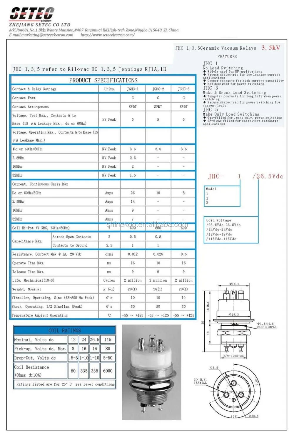 陶瓷真空电子继电器 (jhc-1，hc-1，rj1a) - Buy 真空继电器，电子继电器，真空开关 Product on Alibaba.com