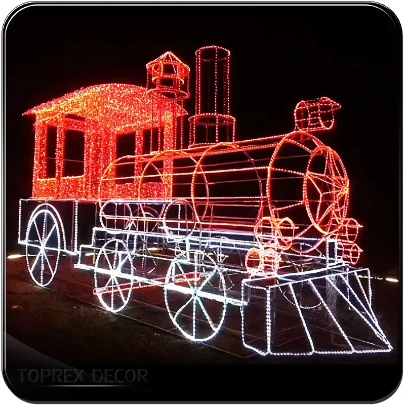 Large Animated 3d Motif Decorations Outdoor Lighted Christmas Train