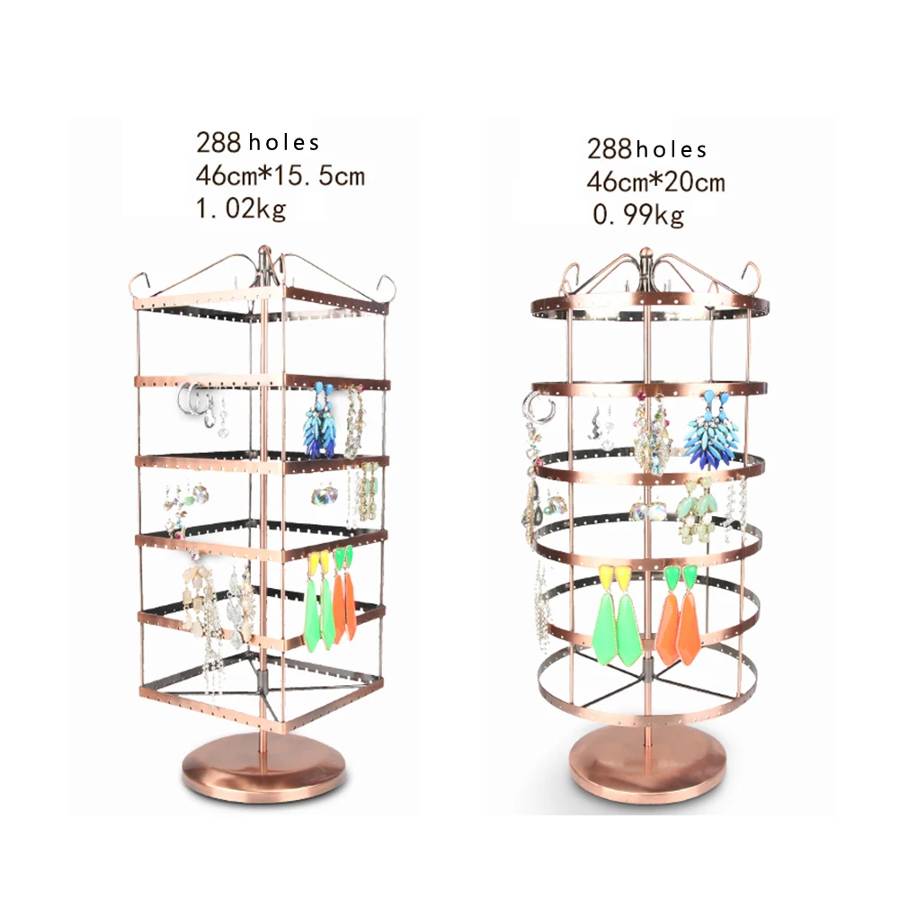 Wholesale Customized Rotating Earring Display Stand Metal 4 Layers