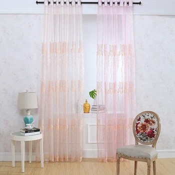 100 Polyester Sheer Fabric Flower Embroidered Curtain Drapery