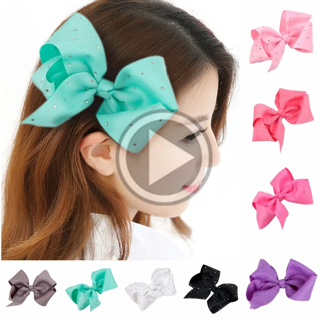 wholesale 6 inch big girl grosgrain ribbon hair bow supplies for