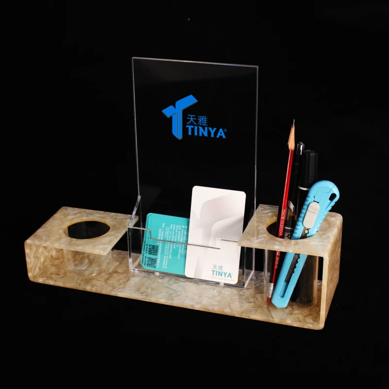 中国批发亚克力名片夹,带文具收纳盒,用于接待处