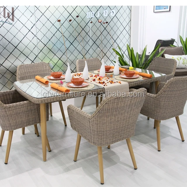 China Polypropylene Garden Furniture Whole Alibaba Alu Frame Pe Rattan Dining Table Chair Set Garden Outdoor Furniture