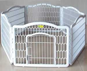 white plastic dog pen