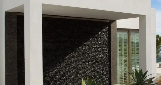FSSW-200 Black Quartz Exterior Stone Tile Designs Feature Wall Cladding