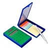 plastic square office desktop makeup mirror sticky note holder mini metal ball pen pocket solar energy operated purse calculator