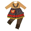 Girl long sleeve Frilly printing Top set and icing ruffle pants cute set Wholesale boutique clothing