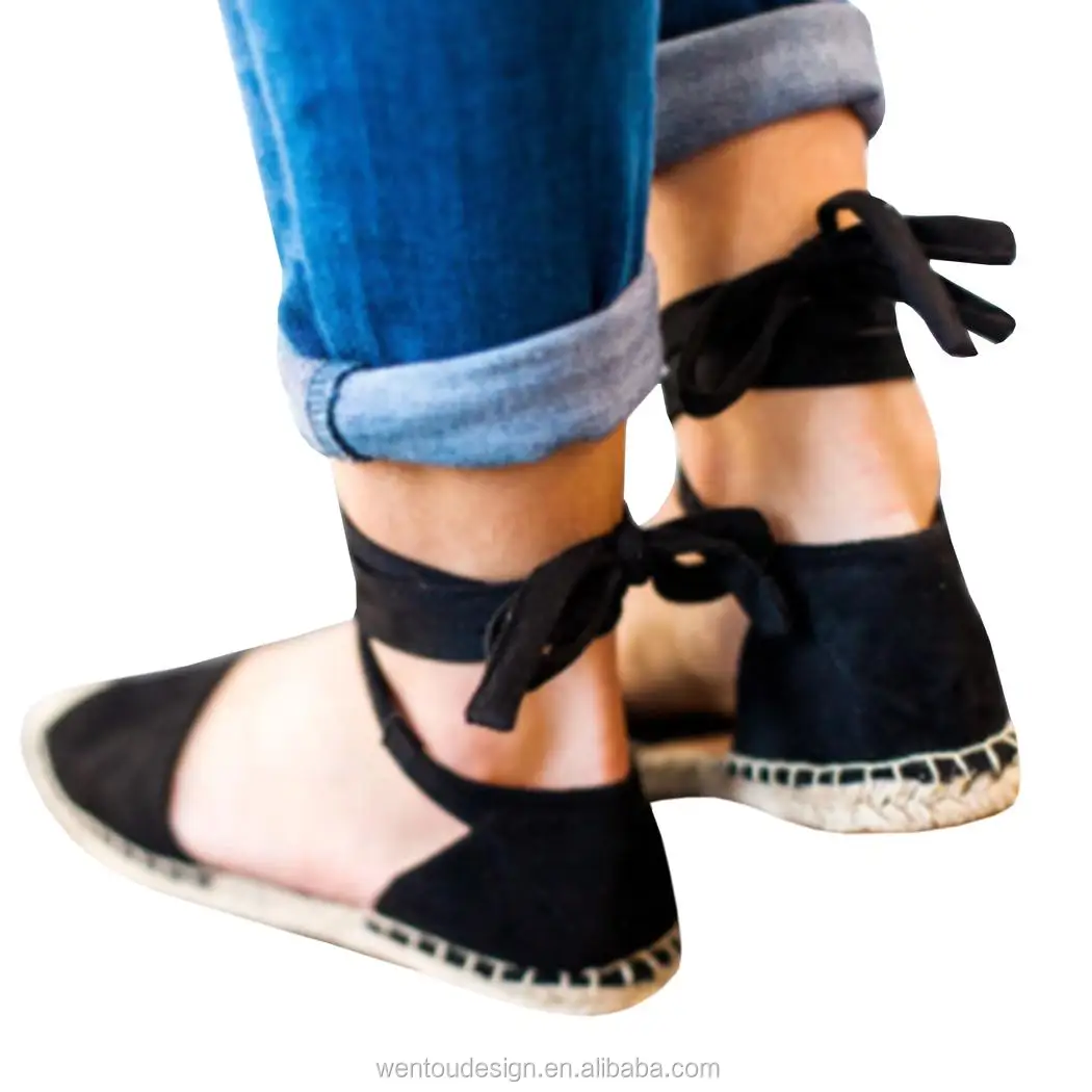 ankle wrap flat espadrilles