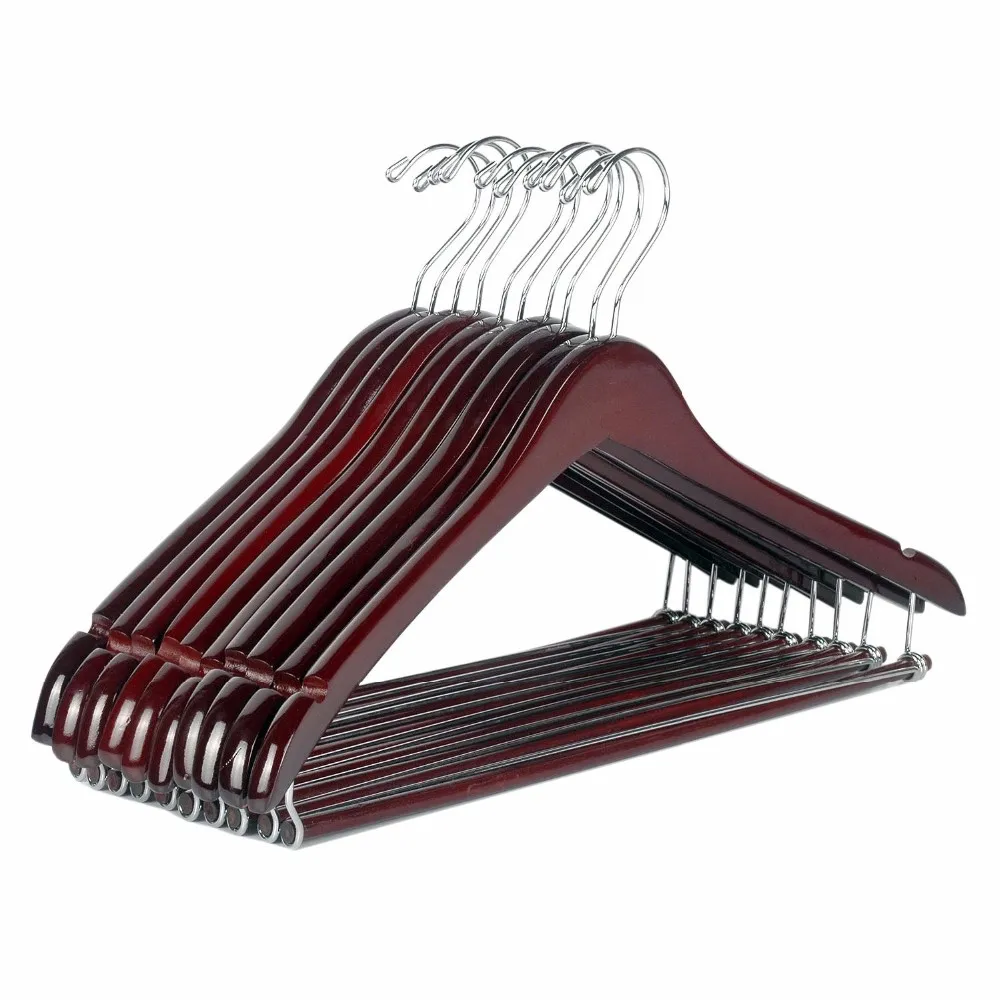 Wooden Curved Hangers Beautiful Sturdy Suit Coat Hangers With Locking
