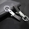 Stylish Black Silver Leather Loop multi Key Ring Keychain Detachable