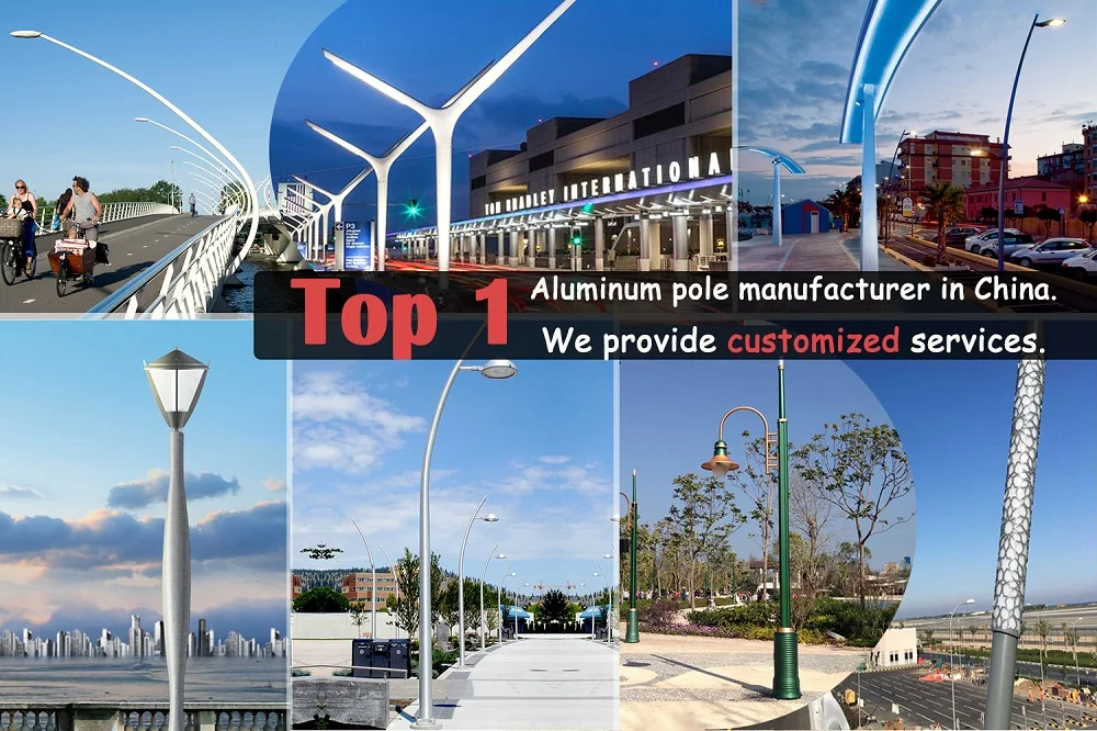 project custom seamless double arms street light pole