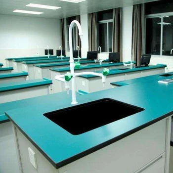 School Science Laboratory Wall Bench With 19mm Epoxy Resin Board