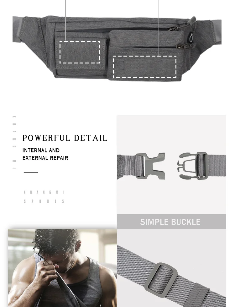 Waterproof Polyester Fanny Pack With Zipper Pocket Travel Waist Bag