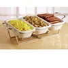 ONE-MORE 3Pcs Porcelain Buffet Server with Metal Racks