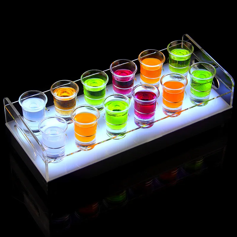 Led Acrylic Tray Light Up Wine Cup Tray Rechargeable Led Shot Glasses Holder Buy Led Acrylic 8664