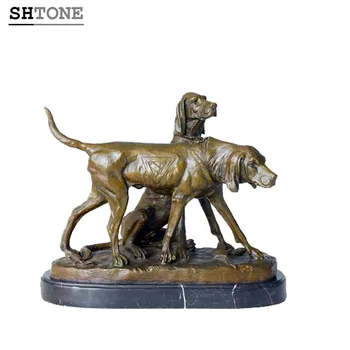 Tpal 116 Small Bronze Statues Animal Sculptures Labrador Dogs