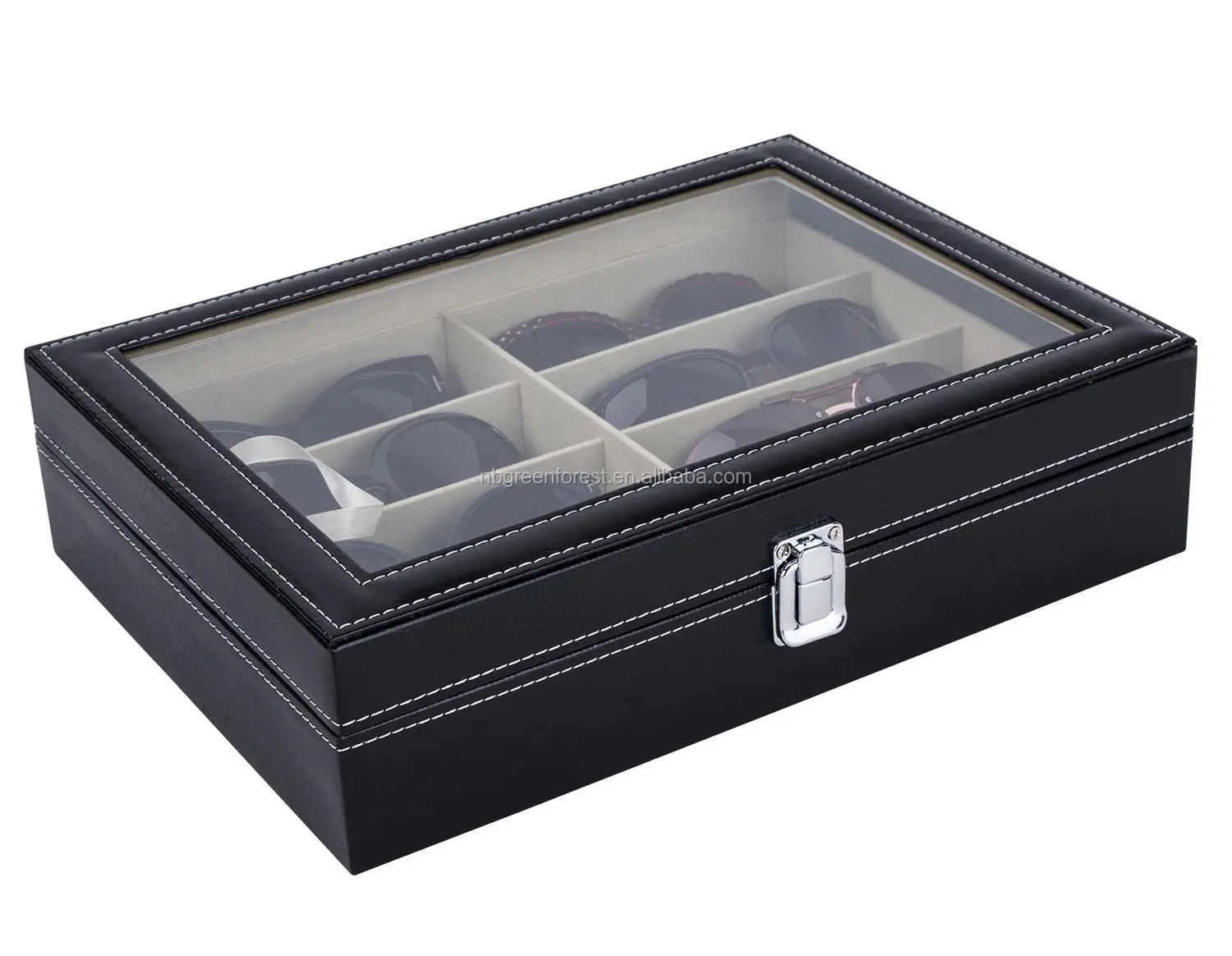 8 Slot Eyeglass Sunglass Storage Box Pu Leather Glasses Display Case