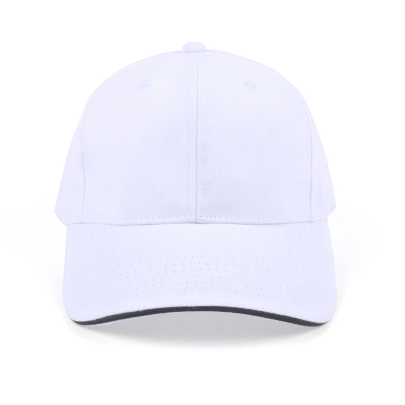 High End Quality 100 Cotton White Blank Baseball Cap With Sandwich Brim