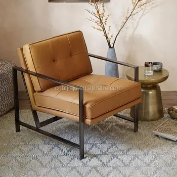 Hot Metal Frame Leather Arm Chair