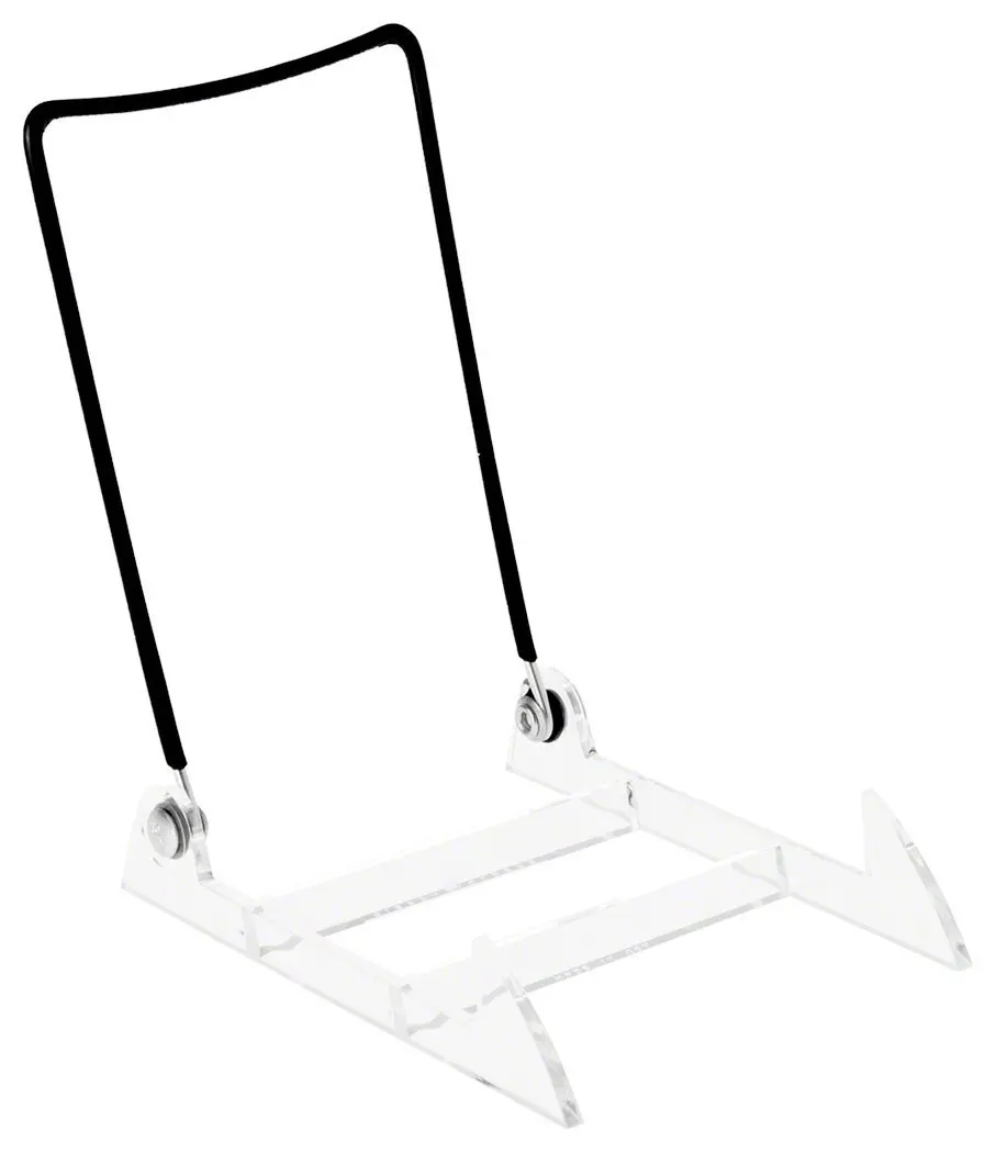 1 Gibson Holders 4PLBC Adjustable Wire & Acrylic Easel - 4" W x 6" H with 4.5" ledge, Black/Clear