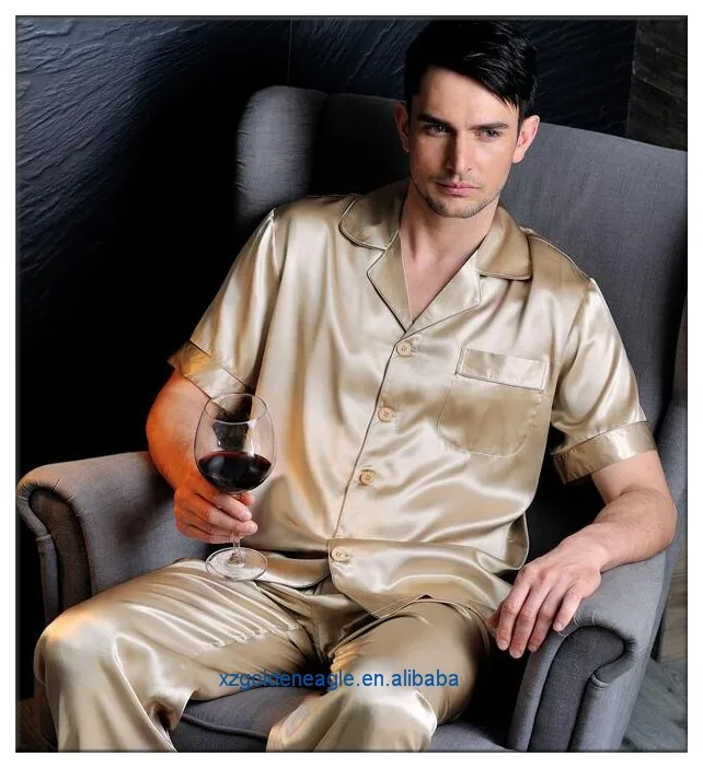 Men's 100% Silk Sleeping Pajamas silk sleepwear
