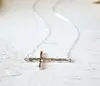 sterling silver cross necklace connector charm necklace on dainty 18 Inch sterling silver chain minimalist easter jewelry