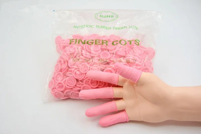 Disposable Antistatic Finger Cots Esd Pink Color Latex Finger Cots